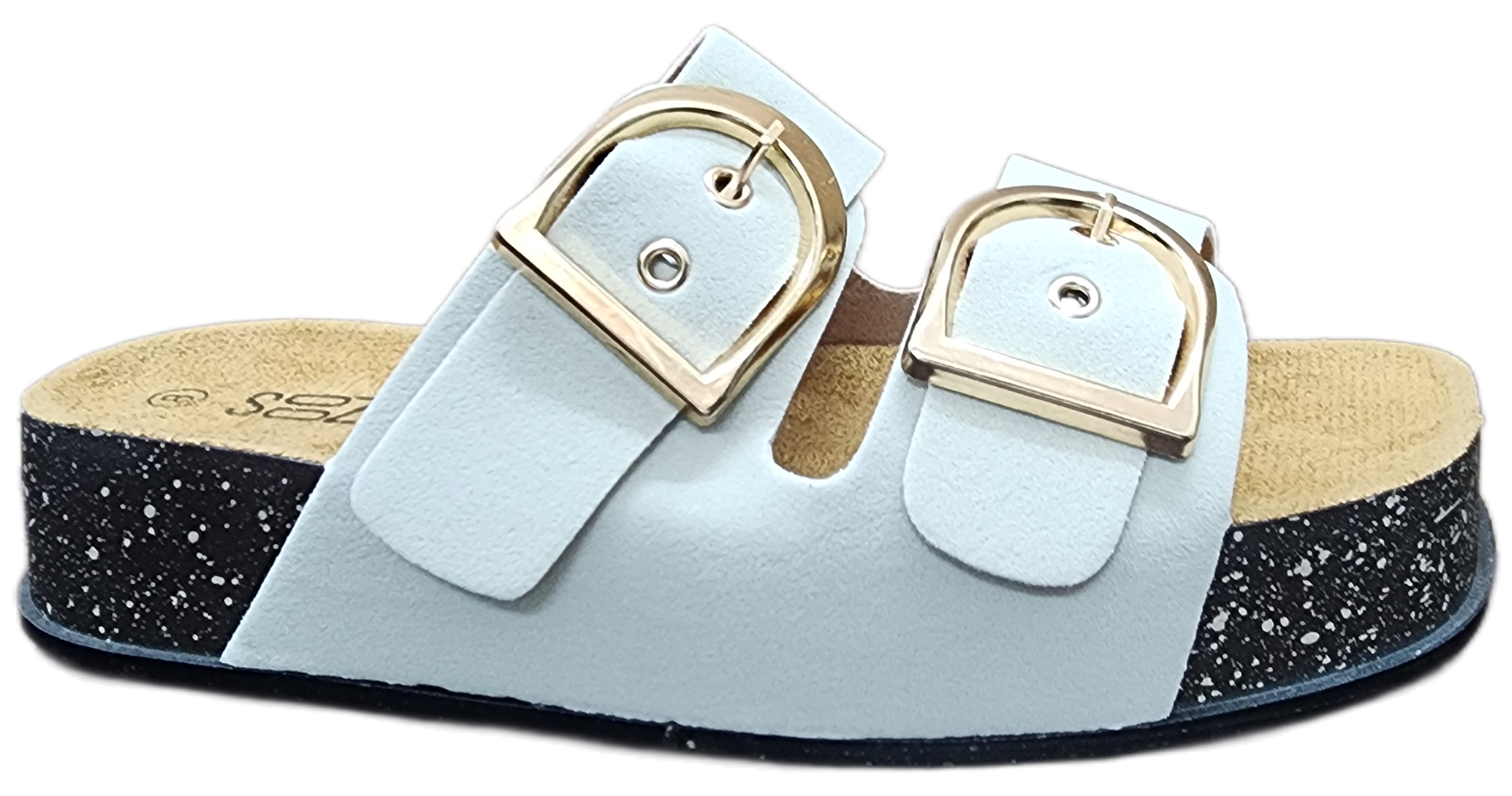 Platform Sandals Beige Cork/Gold Buckle F0270-340
