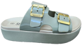 Ladies Platform Sandle PU Sage Gold Buckle F0270-30