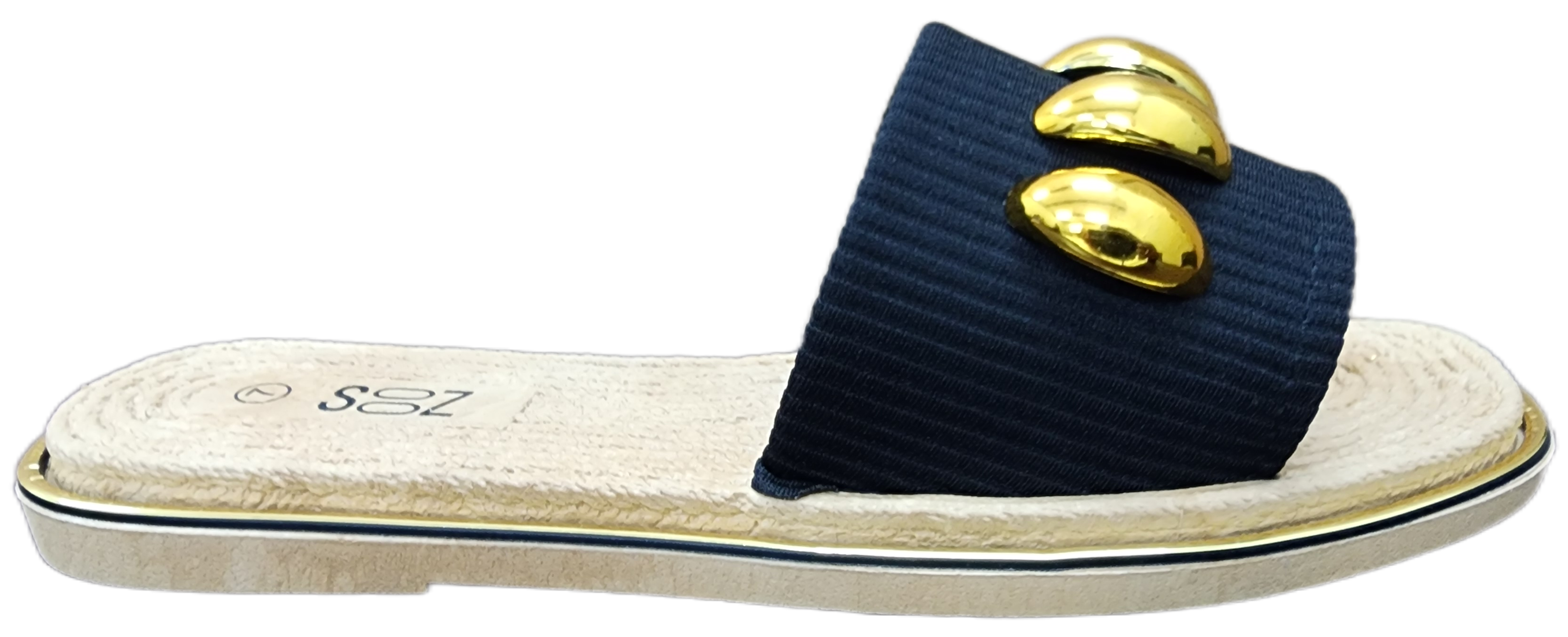 Ladies Sandal Black Gold Jewel F0271-20