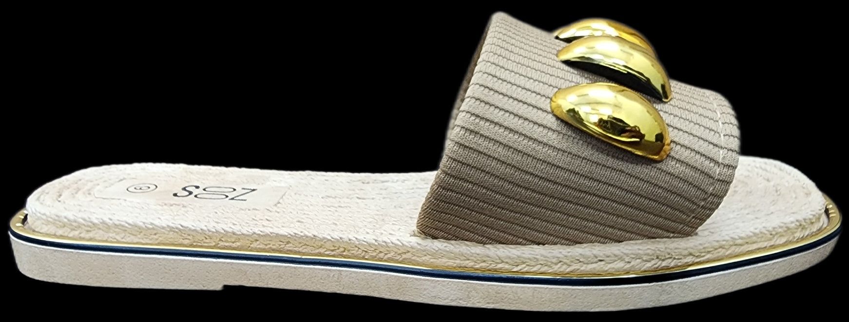 Ladies Sandal Tan Gold Jewel F0271-20