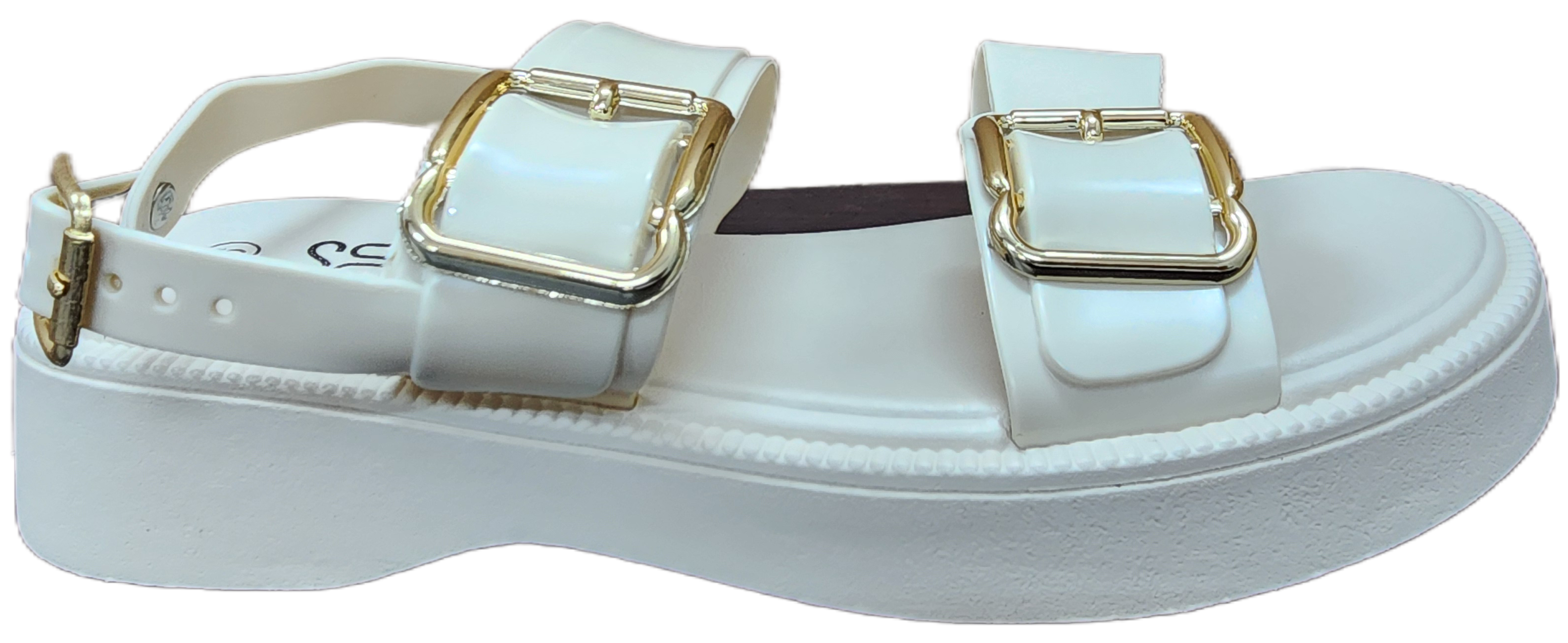 Ladies Sandal PU Buckle Beige F0271-1