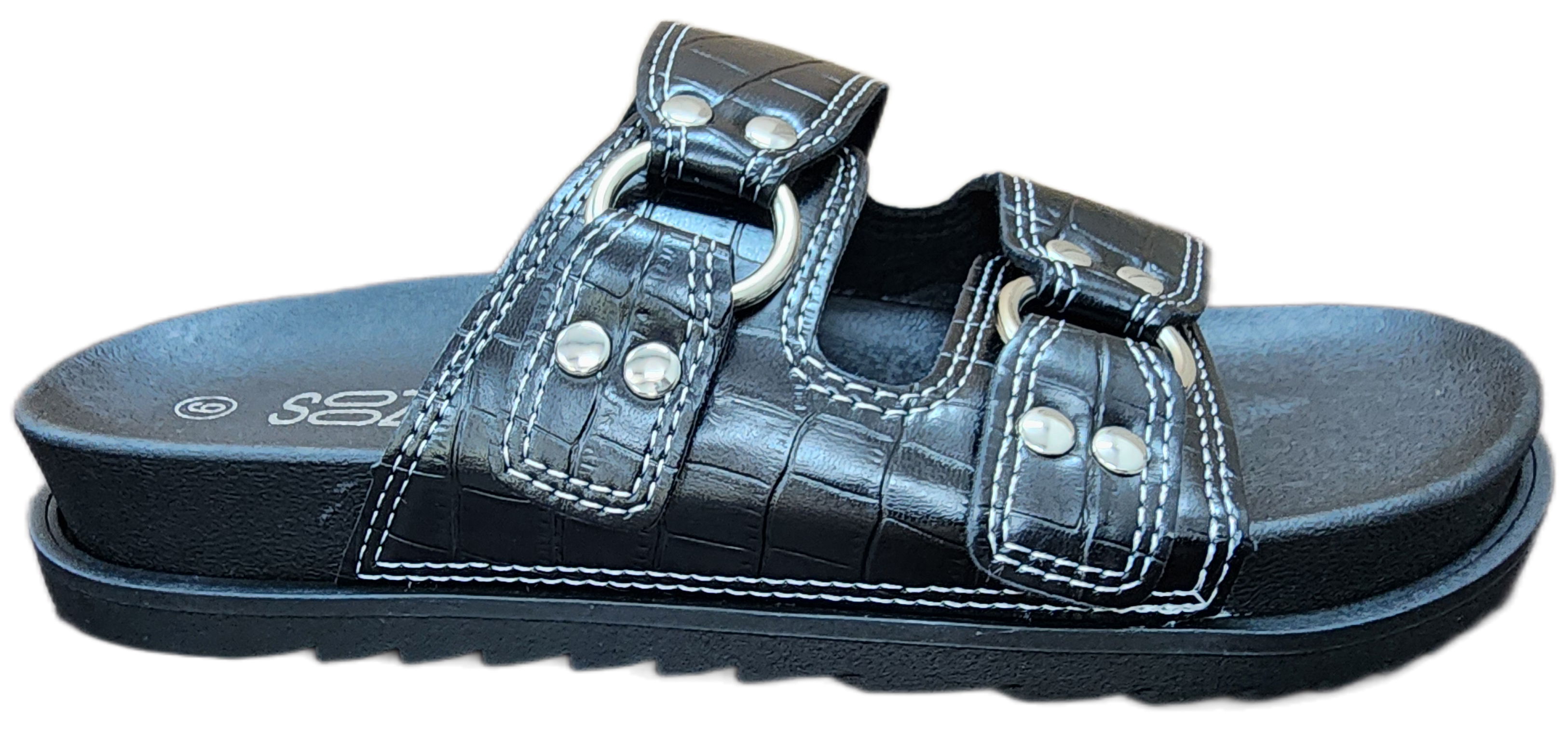 Ladies Clog Sandle Buckle Black F0218-8