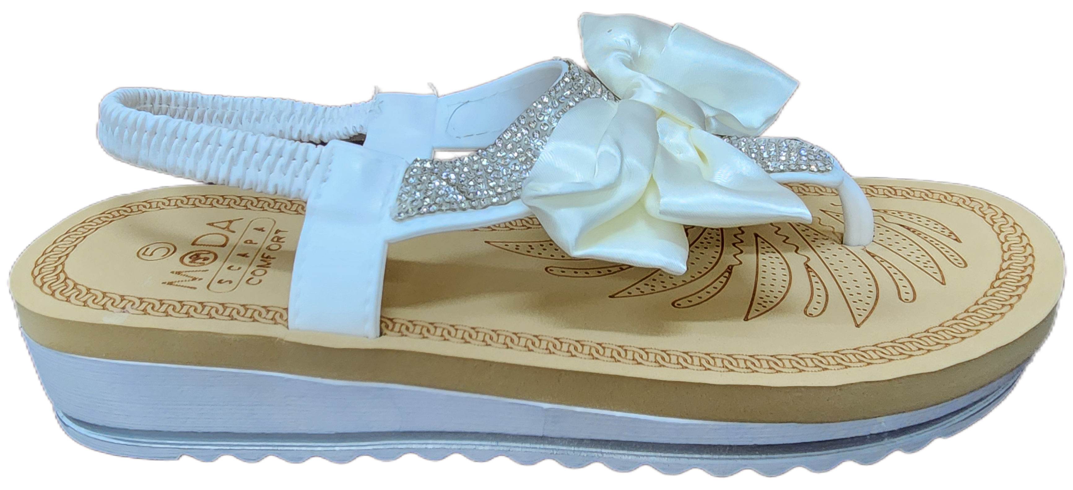 Ladies Sandal Bow White F0269-53