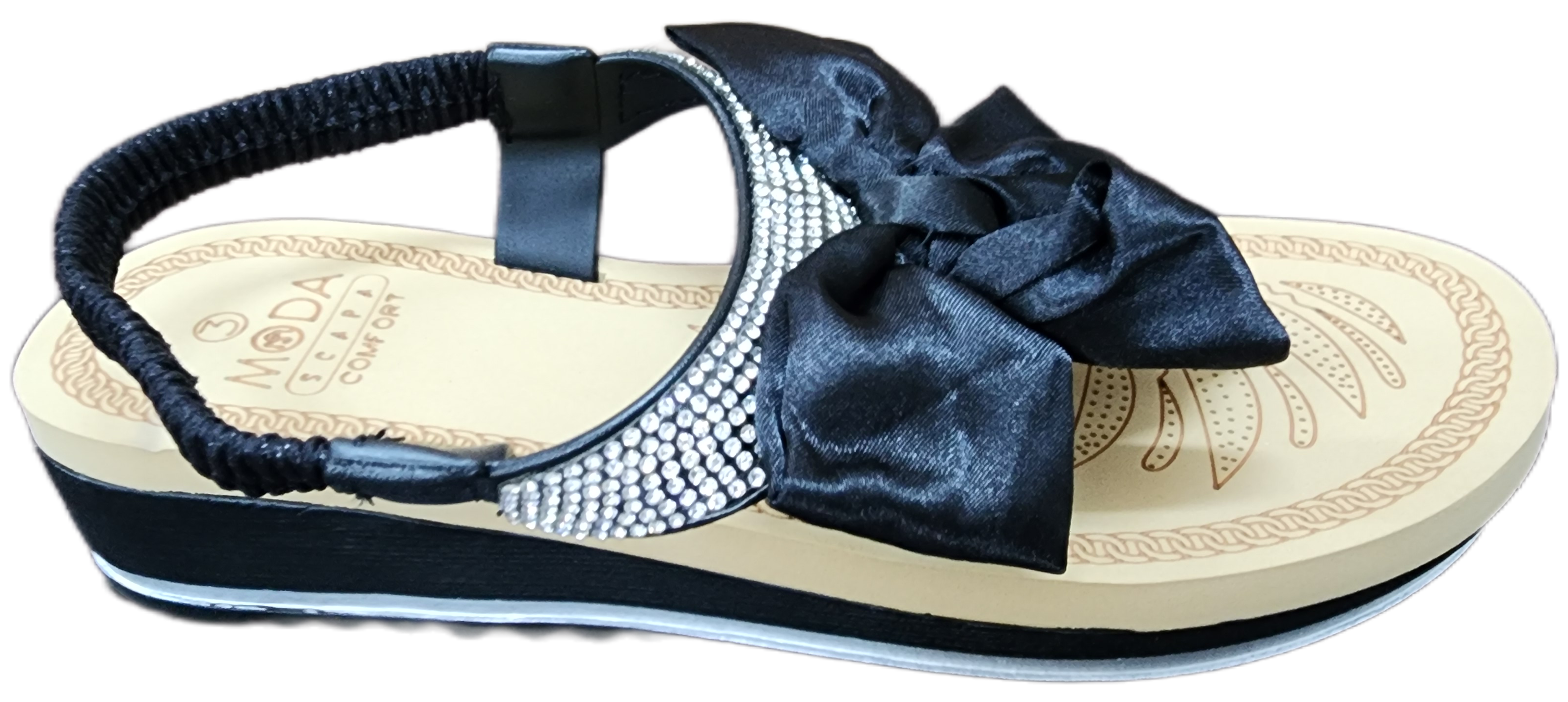 Ladies Sandal Bow Black F0269-53