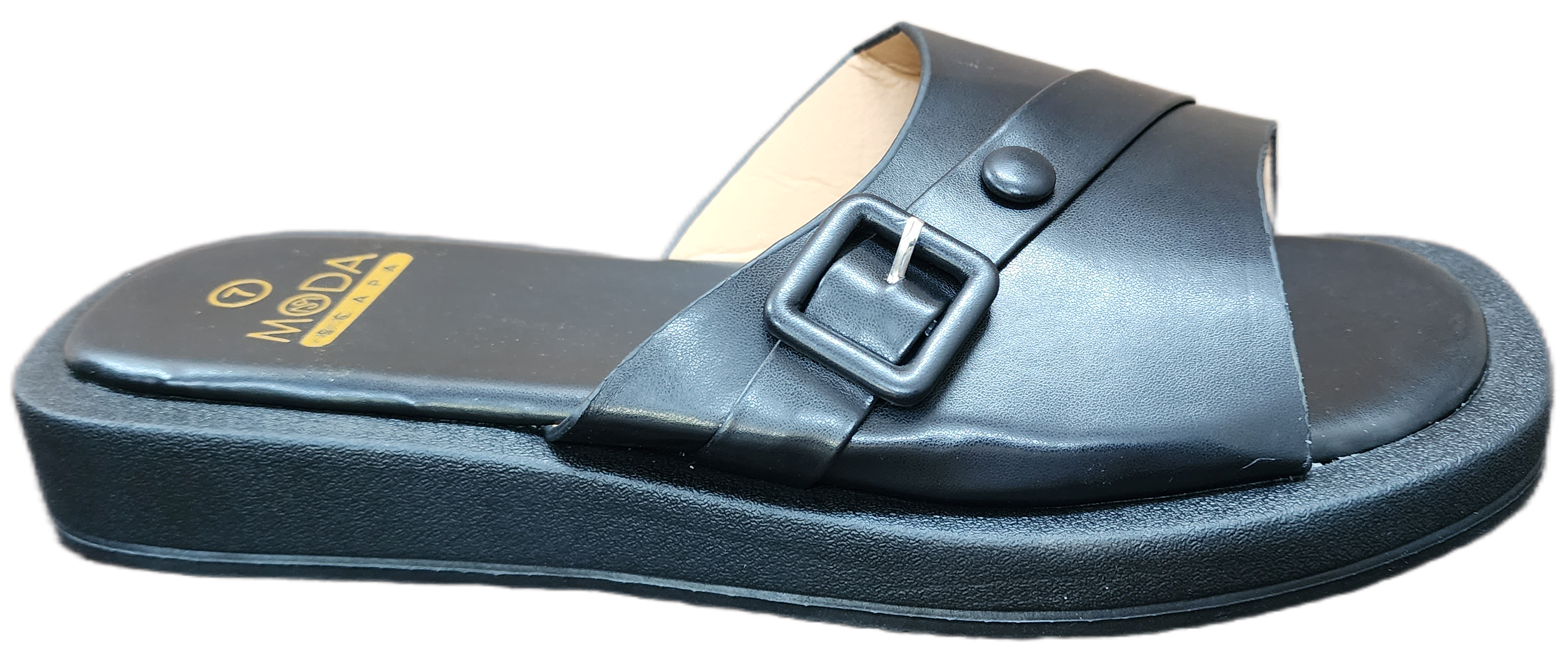 Ladies Sandal PU Black Buckle L5315-27
