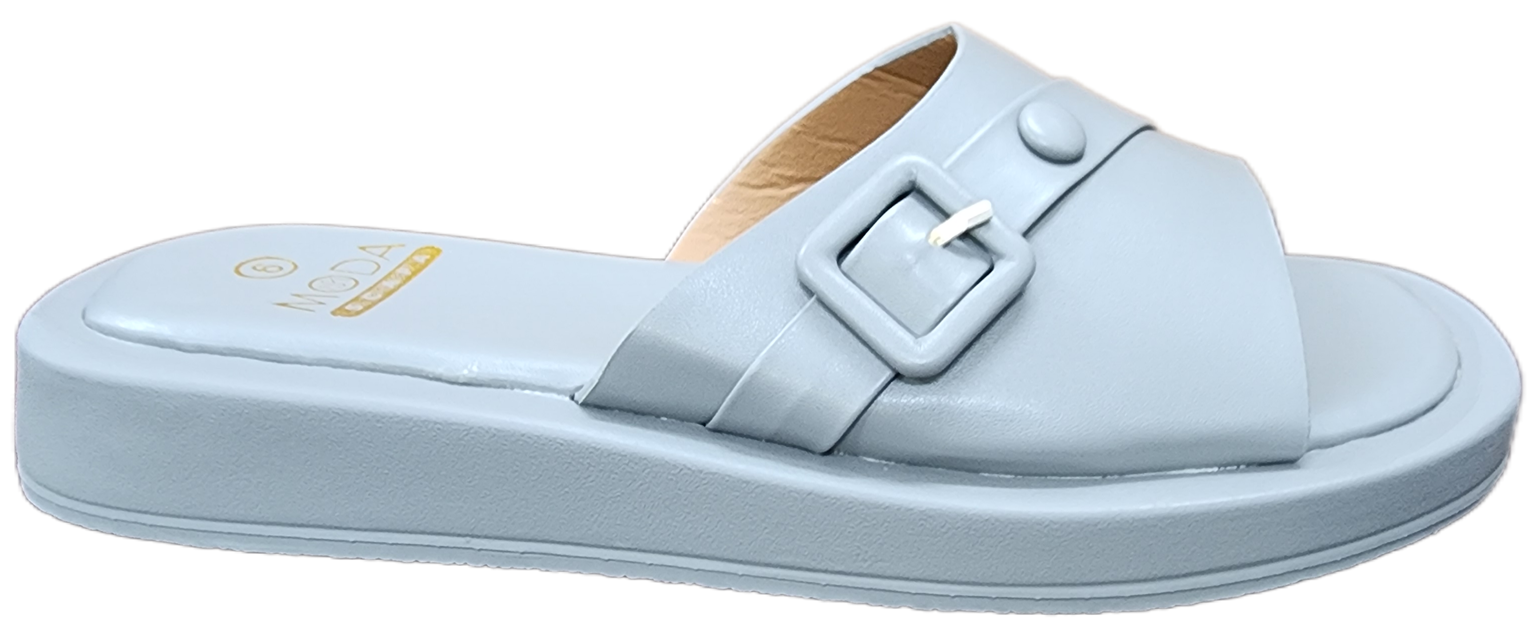 Ladies Sandal PU Grey Buckle L5315-27