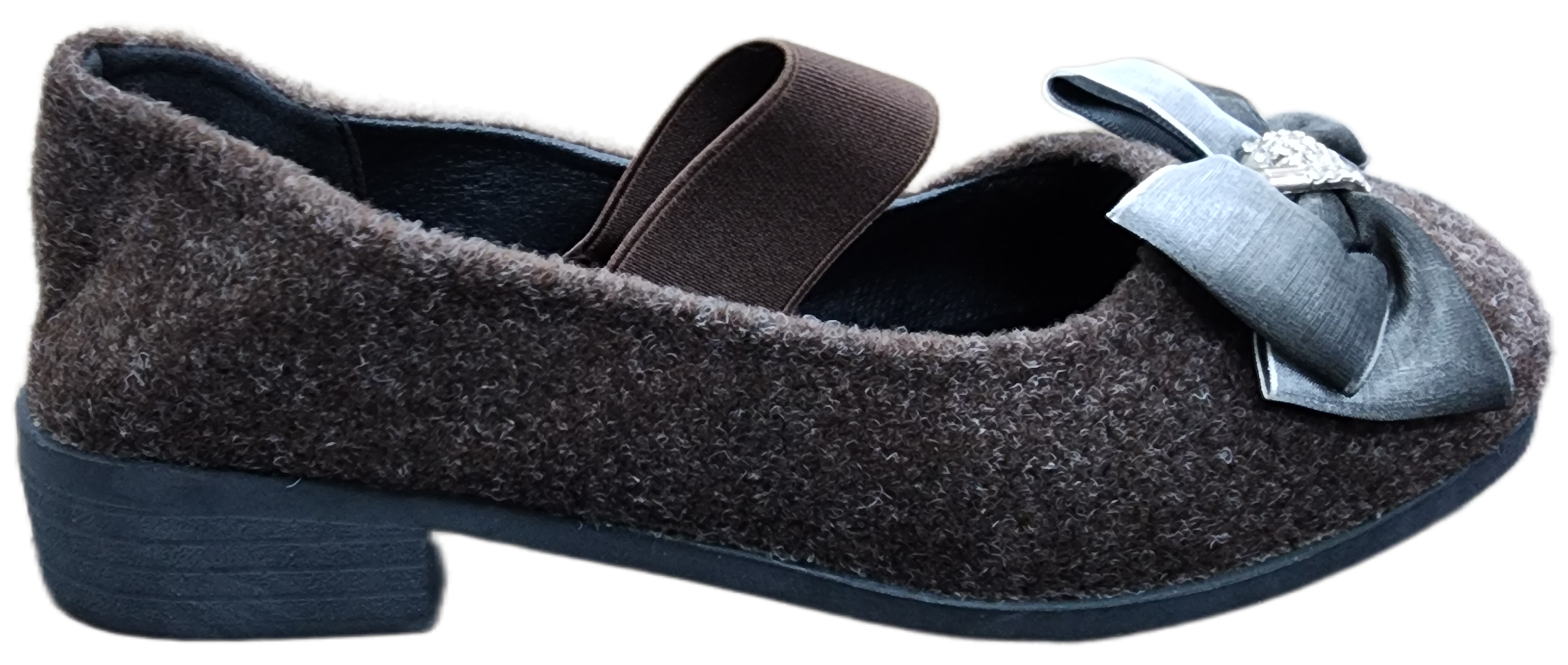 Ladies Pumps Brown Bow/Silver WIN-1452-2