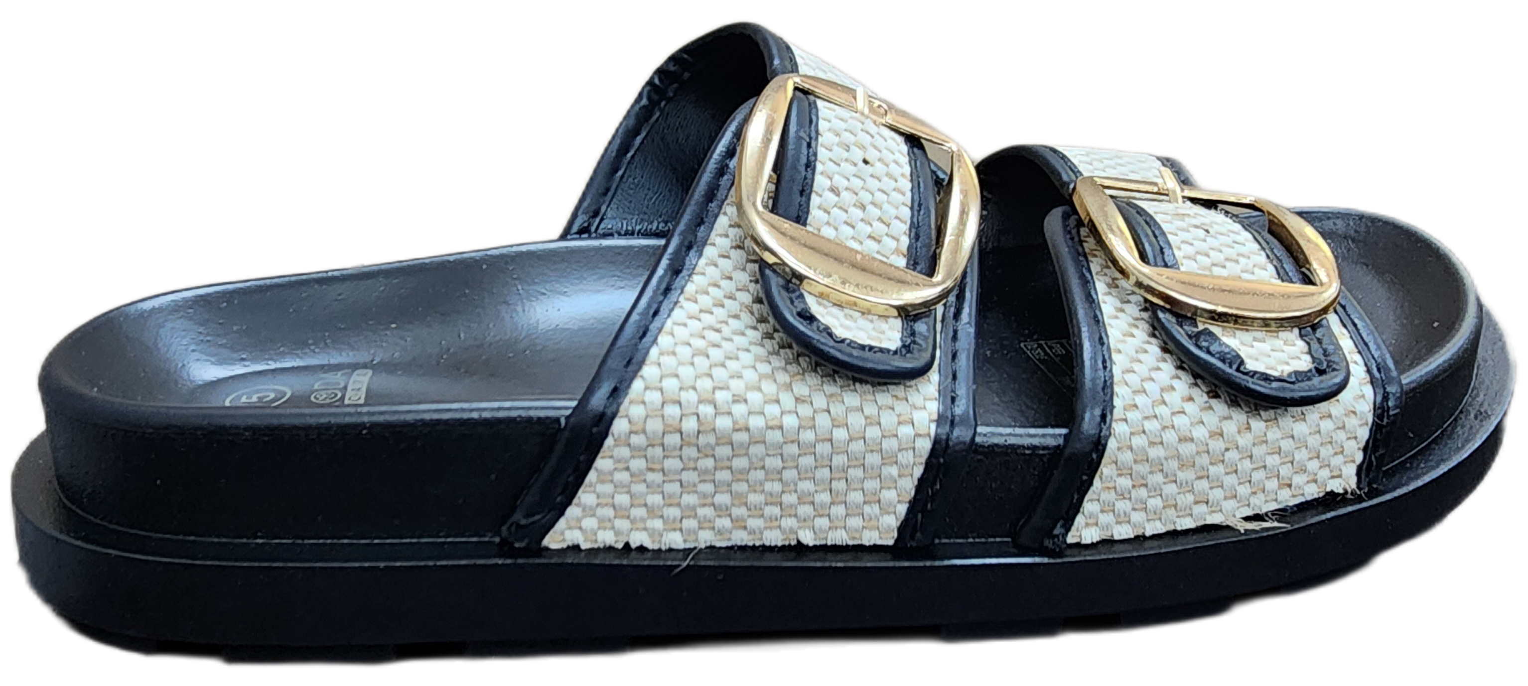 Ladies Platform Sandal Beige w/Buckle YT241