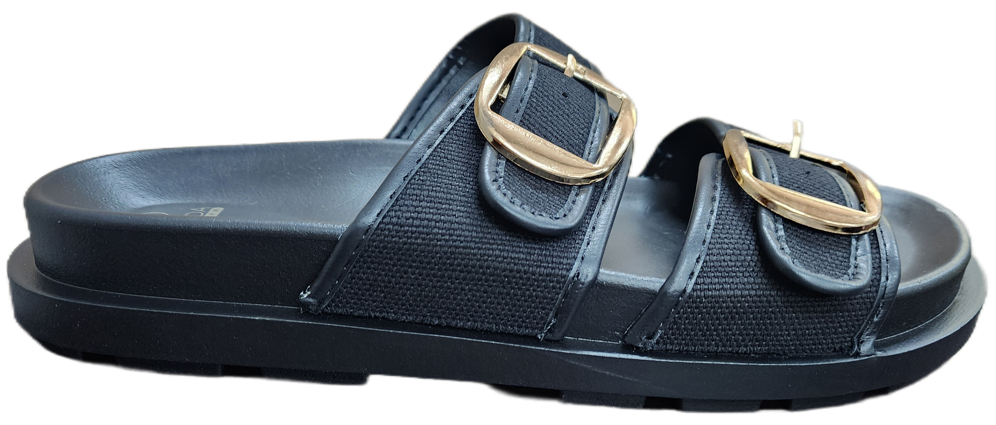 Ladies Platform Sandal Black w/Buckle YT241