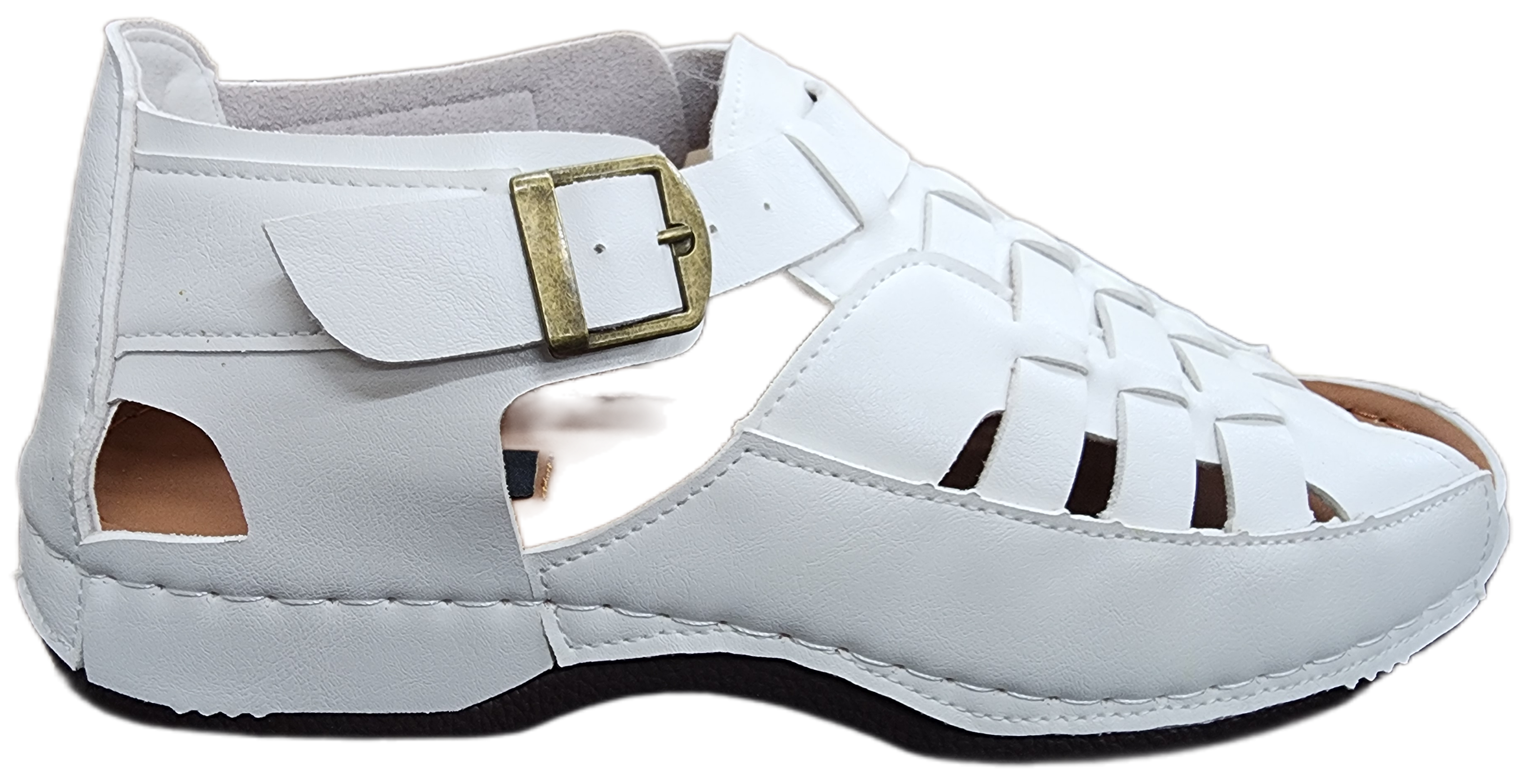 Mens PU Leather Sandal White JM242-3