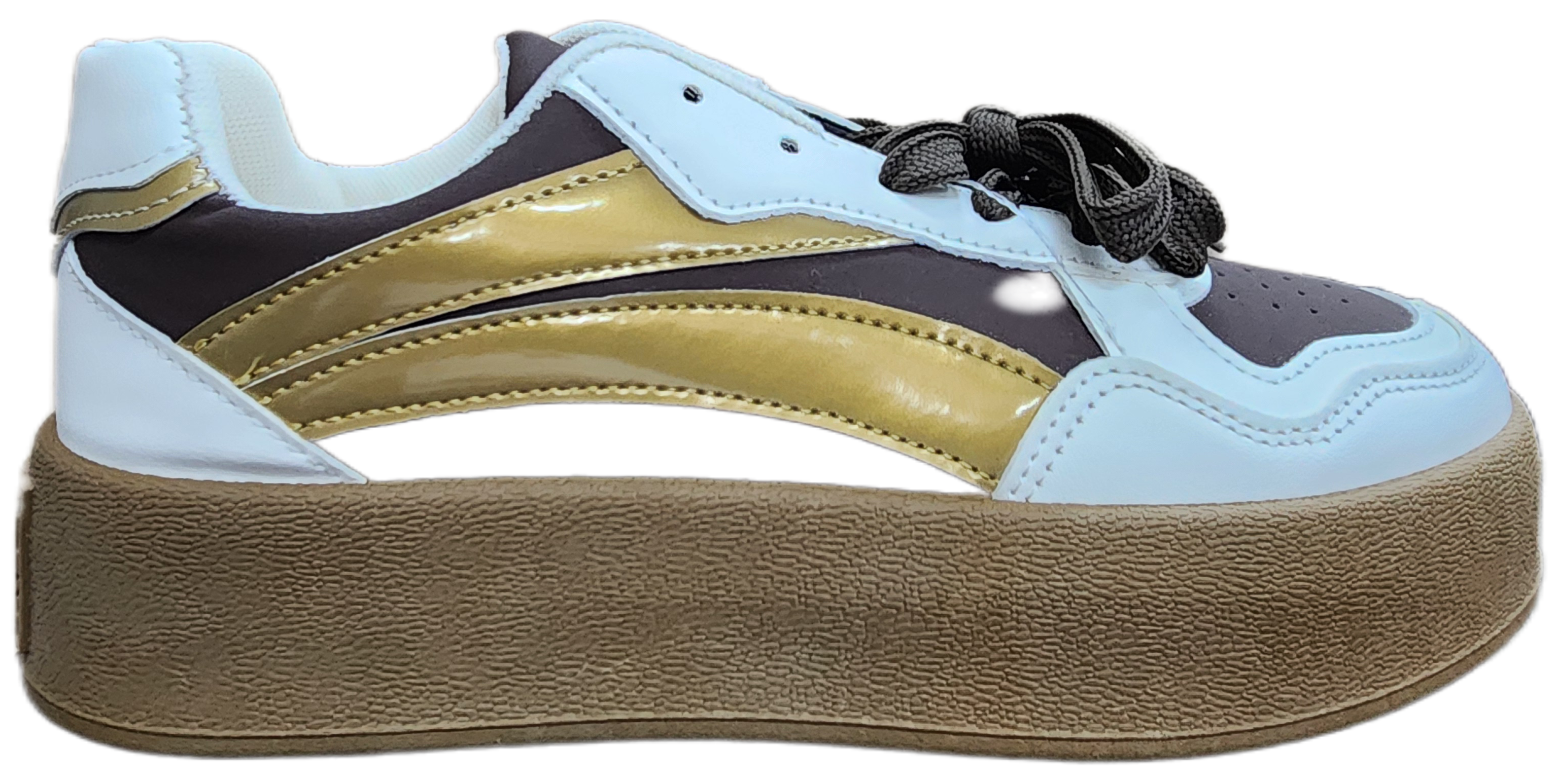 Ladies Platform Sneaker Choc/Gold JL240-2