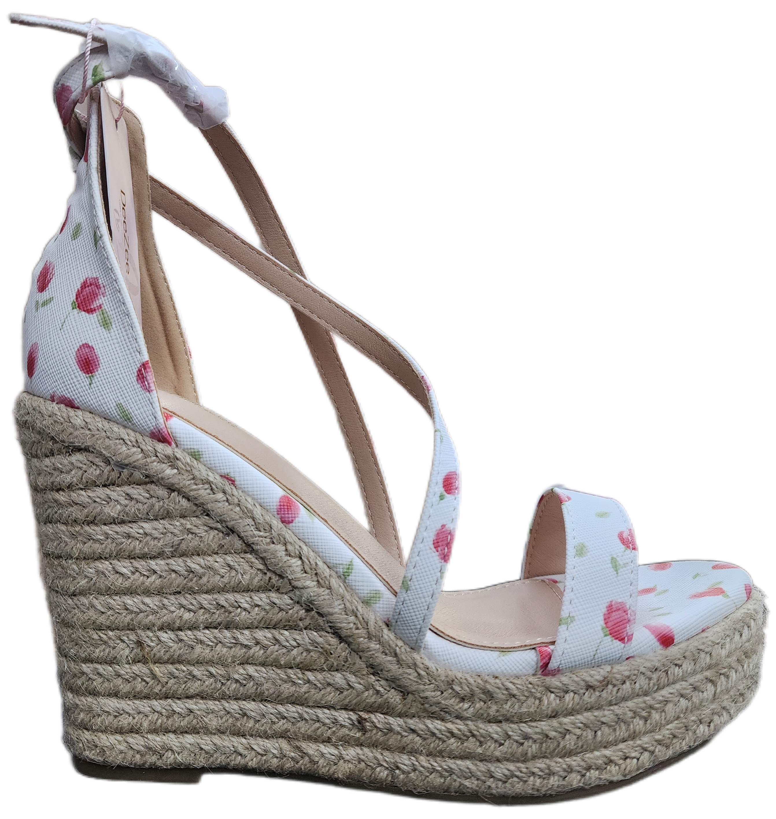 Ladies High Heel Wedge Red Flower XF2401-A2