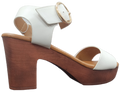Ladies Block Heel Pleather White WIN-1436