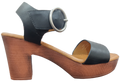 Ladies Block Heel Pleather Black WIN-1436