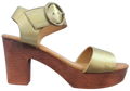 Ladies Block Heel Pleather Gold WIN-1436