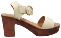 Ladies Block Heel Pleather Natural WIN-1436