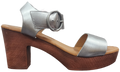 Ladies Block Heel Pleather Silver WIN-1436