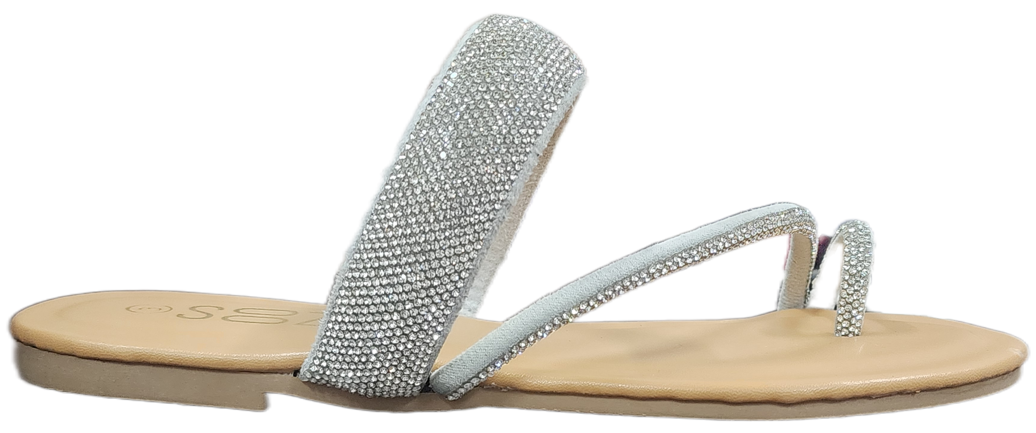 Ladies Toe Bling Stone Sandal Silver QL025