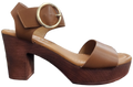 Ladies Block Heel Pleather Lt Brown WIN-1436
