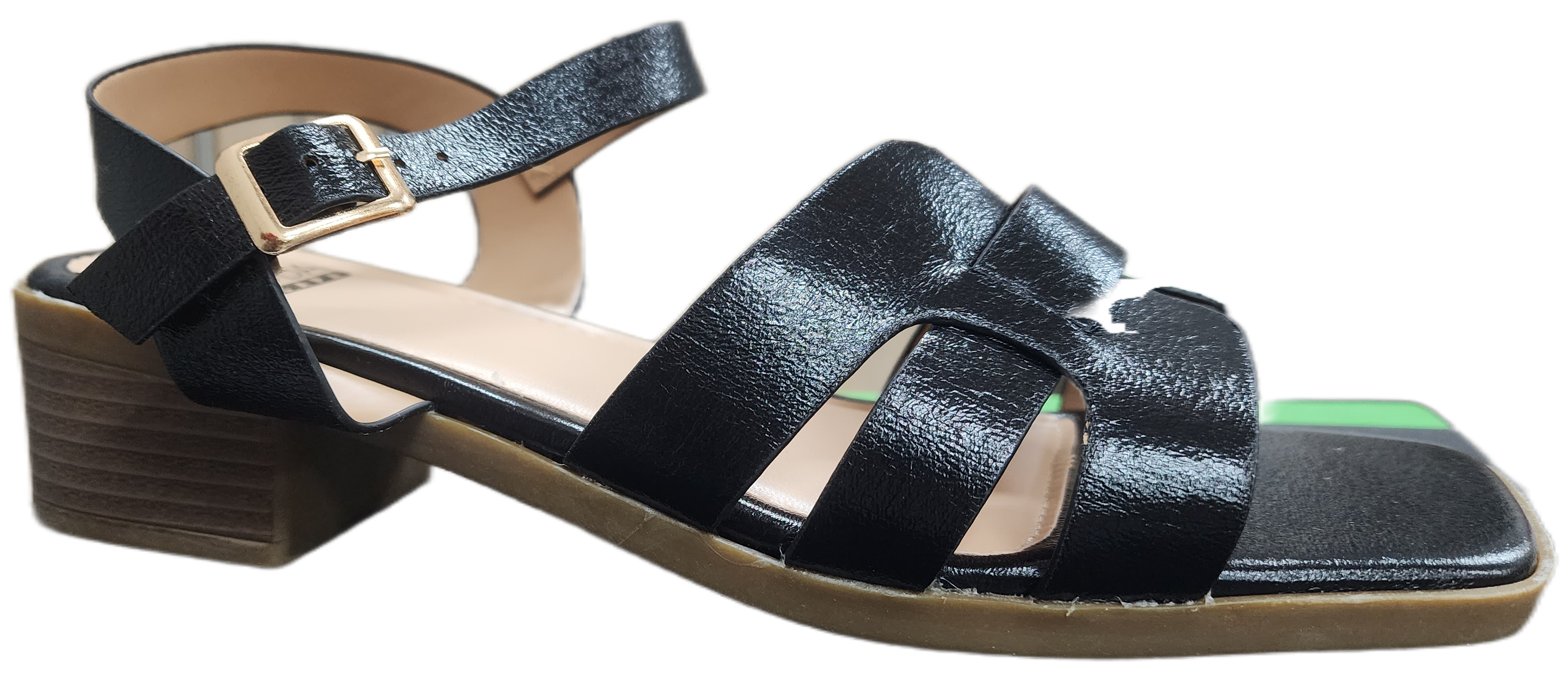 Ladies Heel Sandal Black FJ002