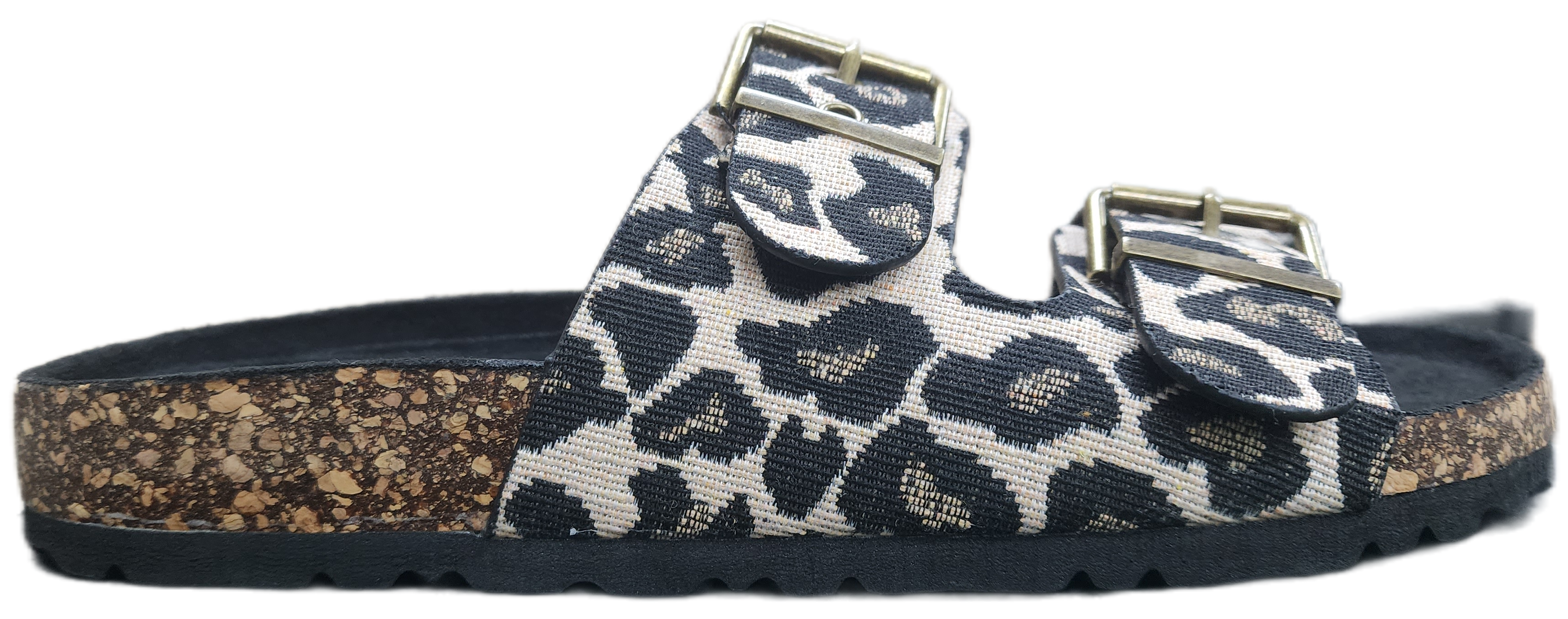 Ladies Sandal Cork/Cheetah Buckle YT246
