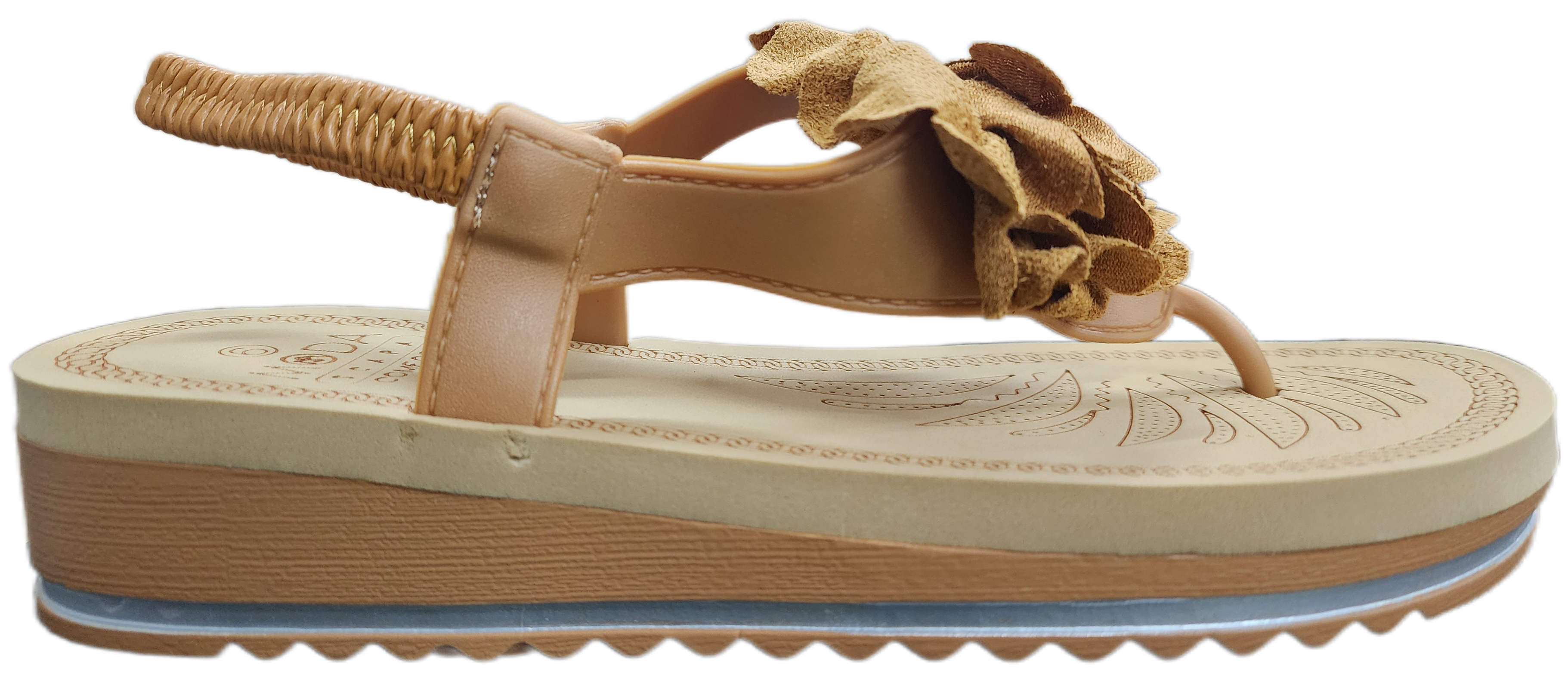 Ladies Sandal Flower Sling-Back Tan F0269-54