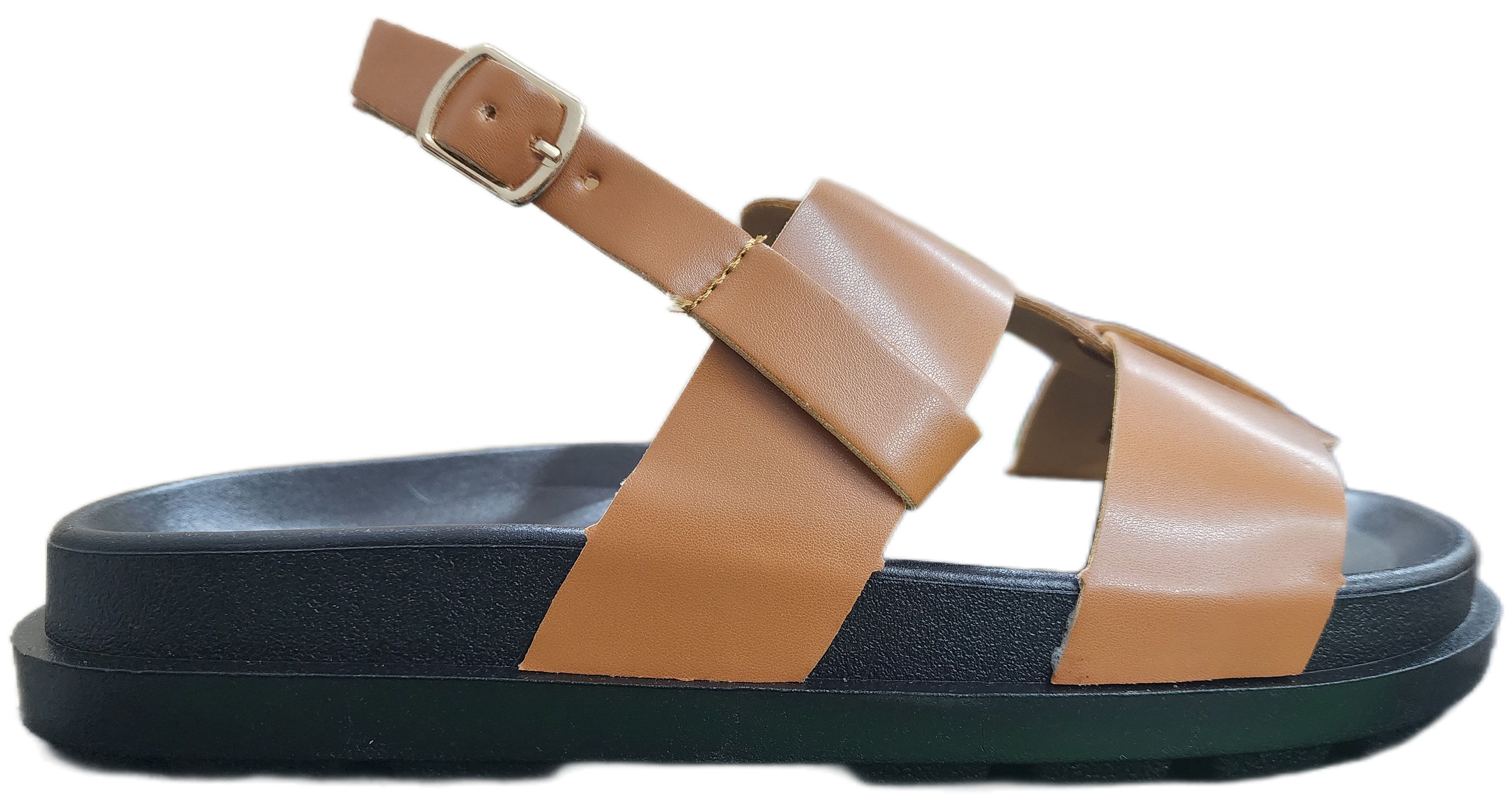 Ladies Sandal Sling-back Pleather Tan F0282-131