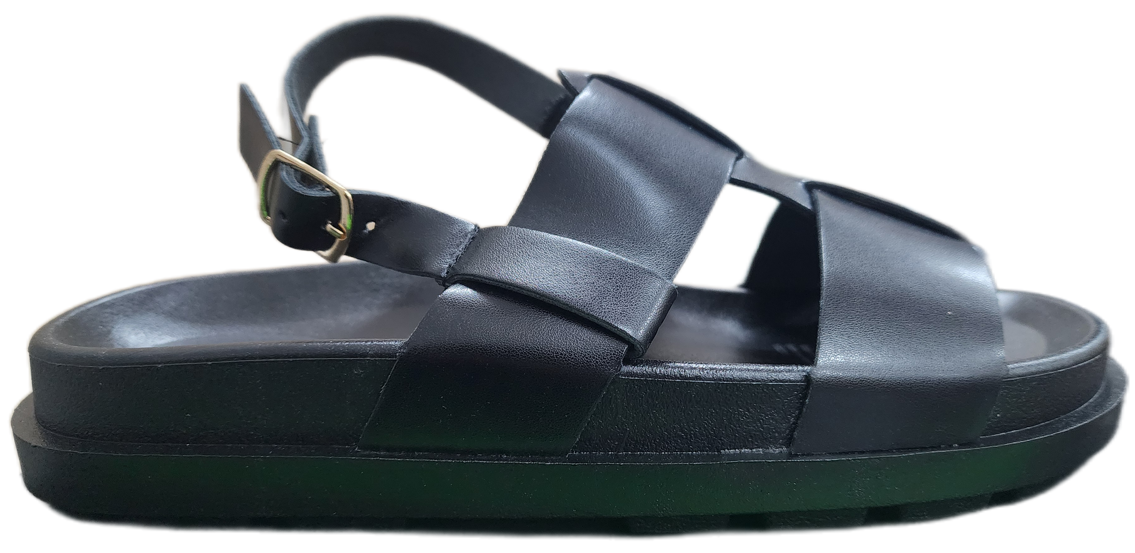 Ladies Sandal Sling-back Pleather Black F0282-131