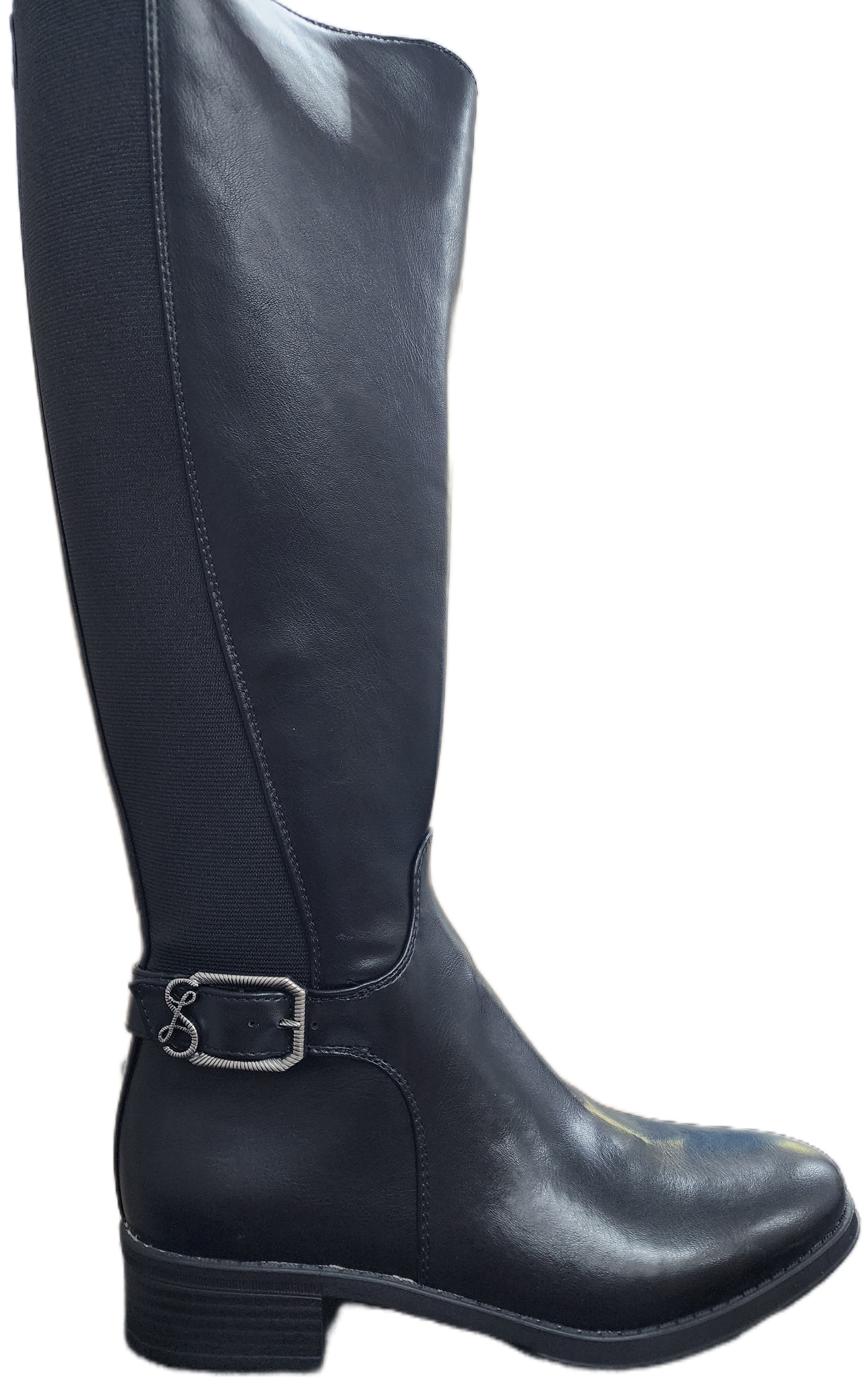 Ladies Knee High Pleather Boot Black WIN-1440