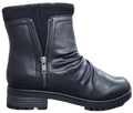 Ladies Ankle Boot Pleather Zip/Wool Black WIN-1500