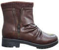 Ladies Ankle Boot Pleather Zip/Wool Brown WIN-1500