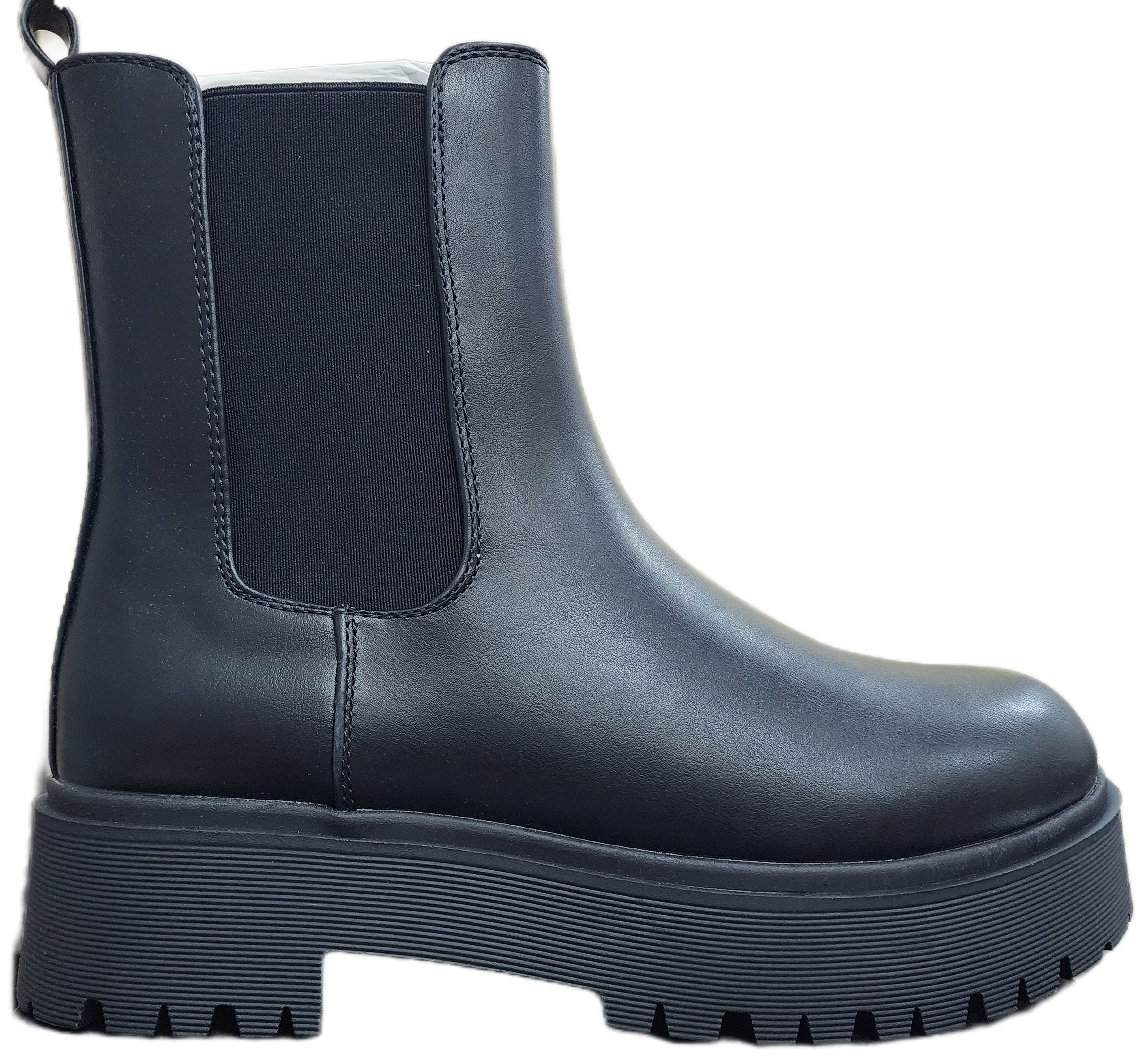 Ladies Pleather Platform Boot Black WIN-1501