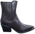 Ladies Medium Heel Boot w Gold Tip short heel Brown WIN-1429