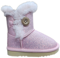 Kids Girls Fleece Ugg Boot Glitter Pink WIN-1465
