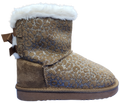 Kids Girls Glitter Fleece Ugg Boot Brown WIN-1464