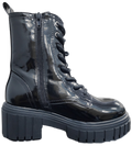 Ladies Platform Pleather Lace-Up Heel Boot Black WIN-1451