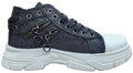 Ladies Platform Sneakers Black Denim ZL-263-1