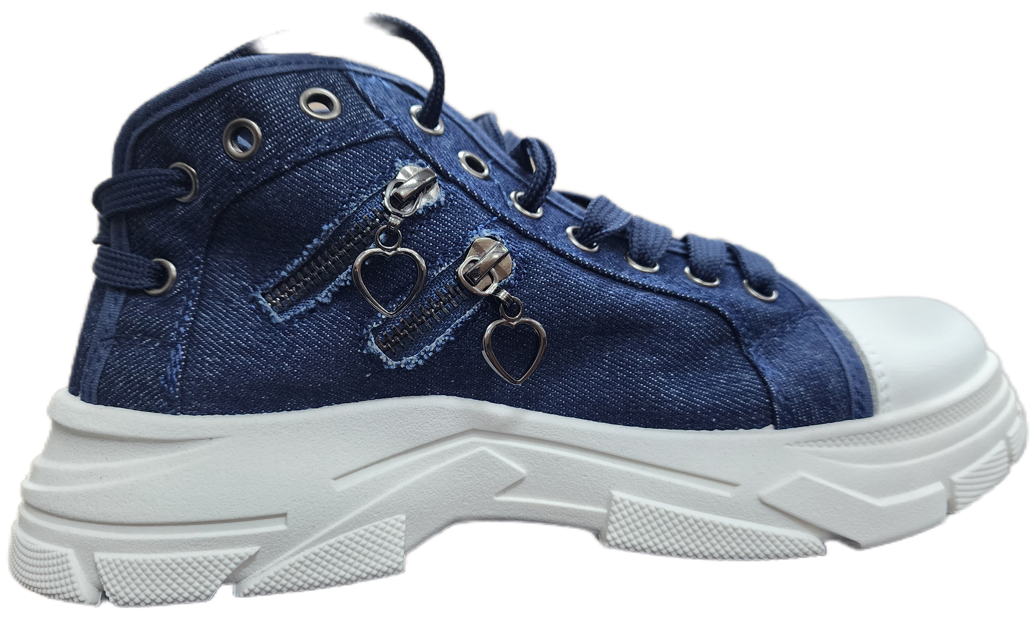 Ladies Platform Sneakers Dark Blue Denim ZL-263-1