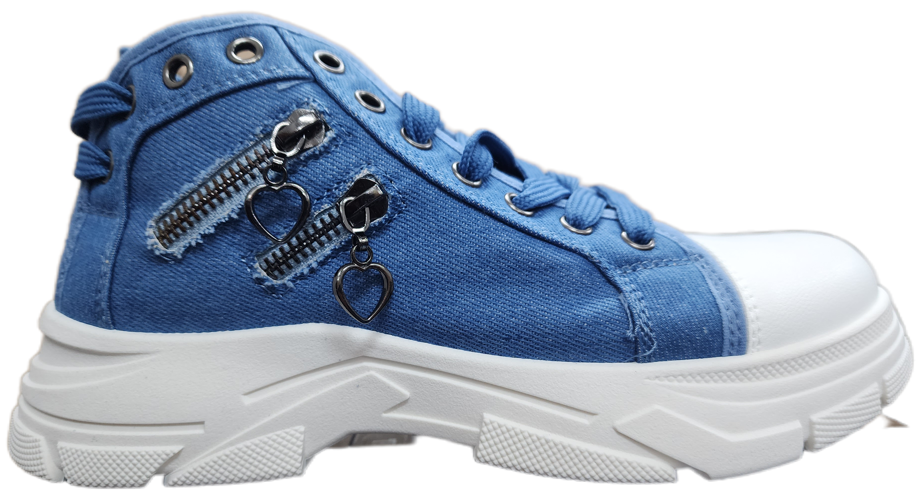 Ladies Platform Sneakers Light Blue Denim ZL-263-1