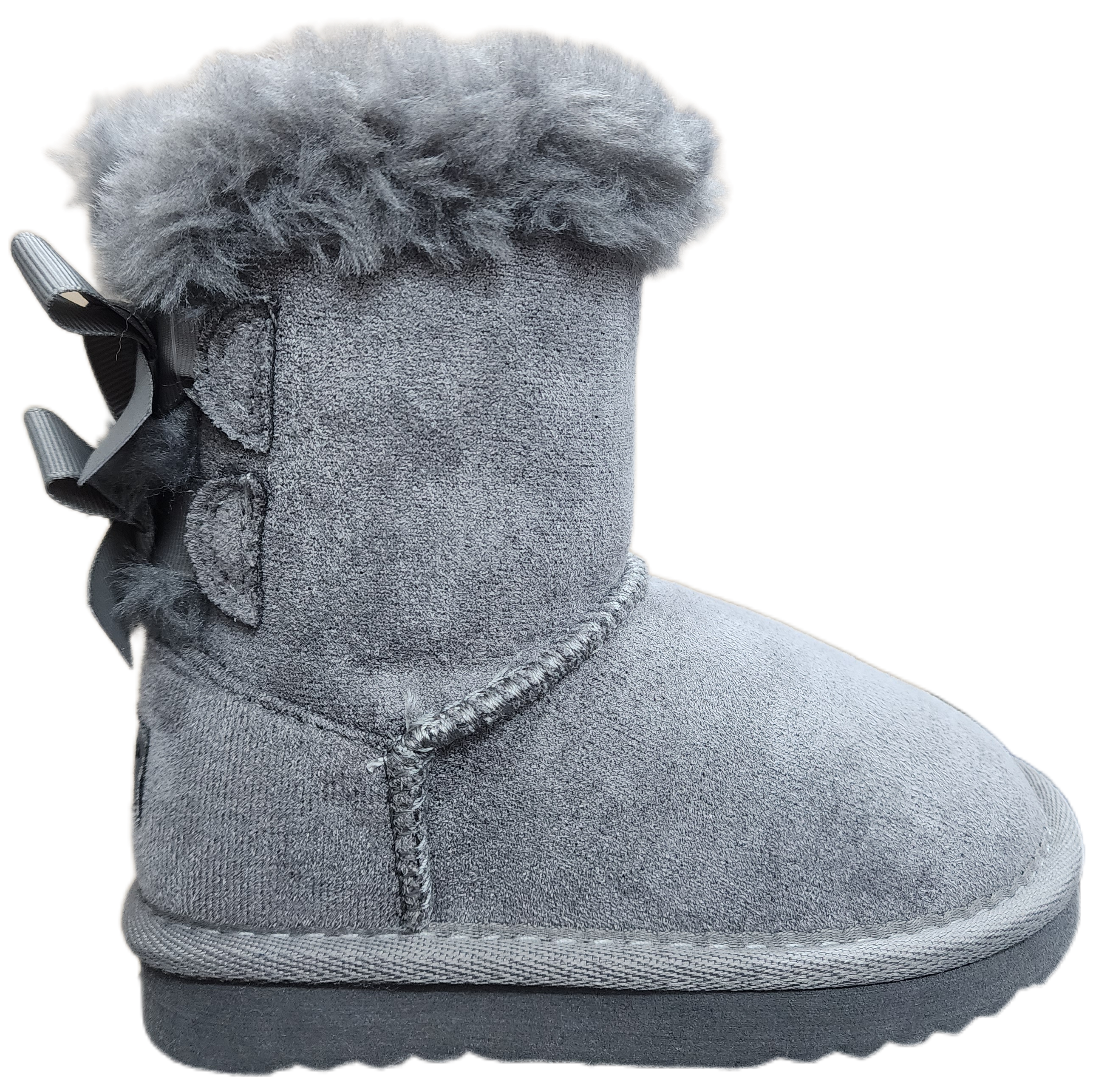 Kids Girls Fleece Ugg Boot Grey WIN-1464