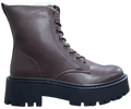 Ladies Platform Pleather Lace-Up Boot Dark Brown WIN-1445