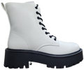 Ladies Platform Pleather Lace-Up Boot White WIN-1445