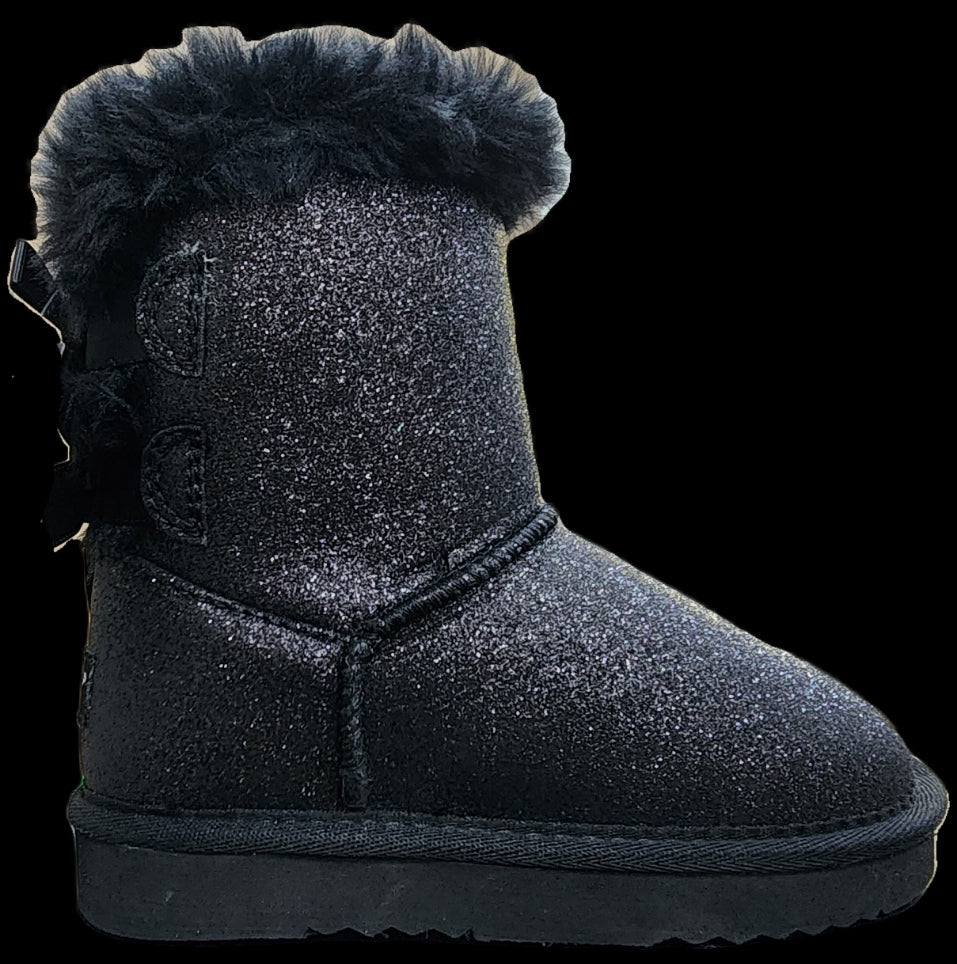 Kids Girls Black Glitter Ugg Boots WIN-1464-2