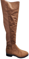 Ladies Knee High Suede Boot Tan WIN-1441