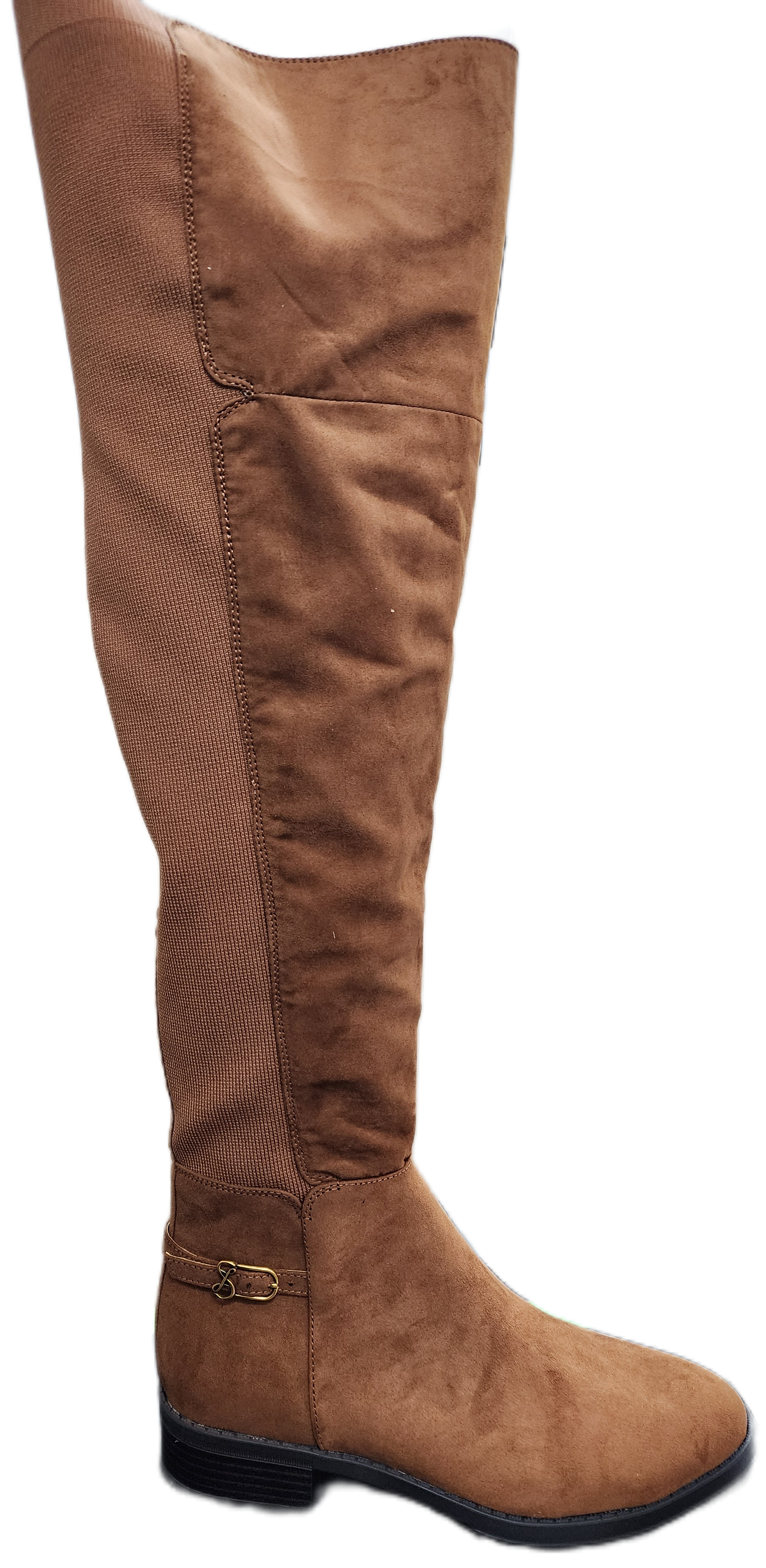 Ladies Knee High Suede Boot Tan WIN-1441