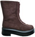 Ladies Suede Zip Platform Boot Choc WIN-1446