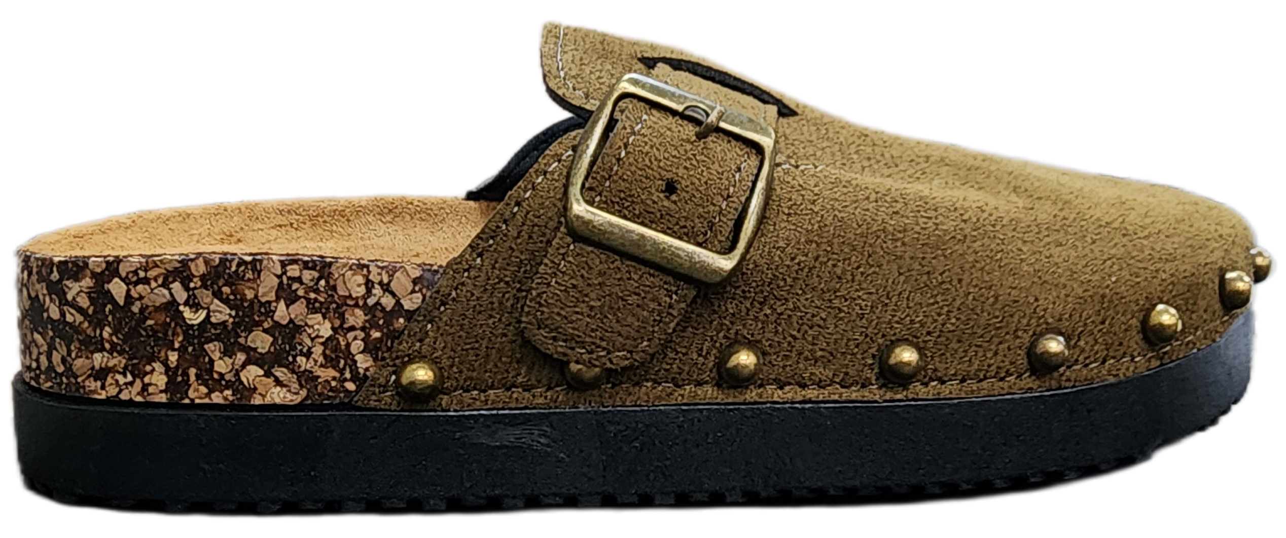 Ladies Closed Birkenstock Olive Studded F0124-440