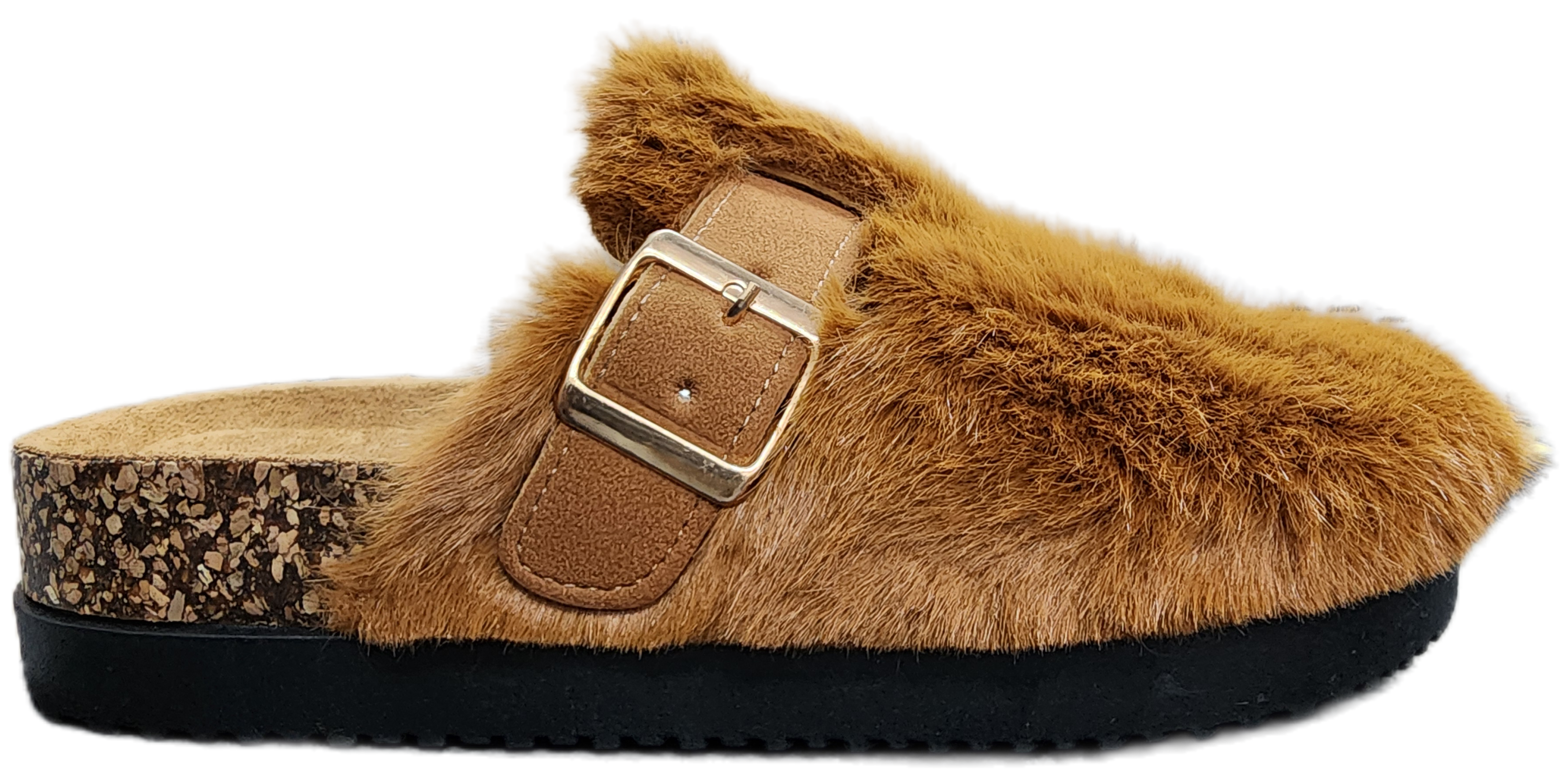 Ladies Closed Birkenstock Fur Camel F0124-430