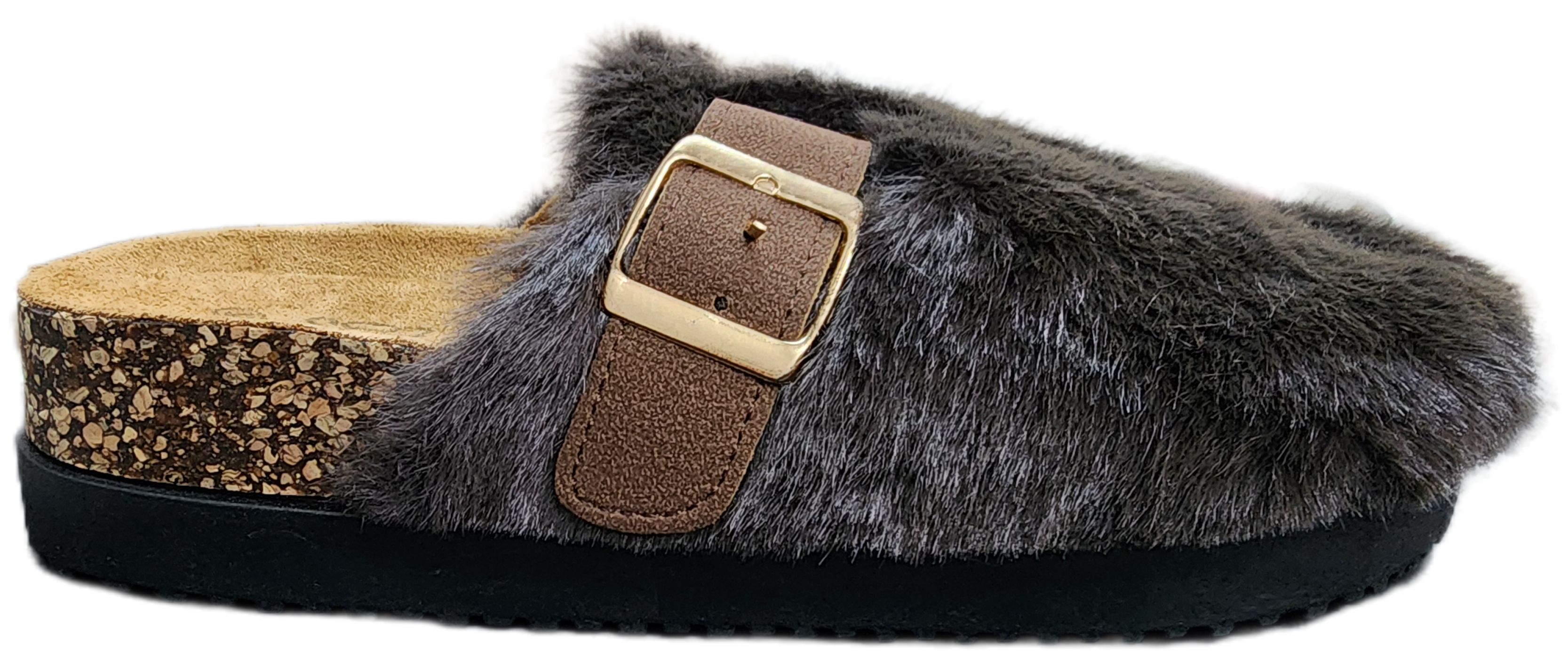 Ladies Closed Birkenstock Fur Choc F0124-430