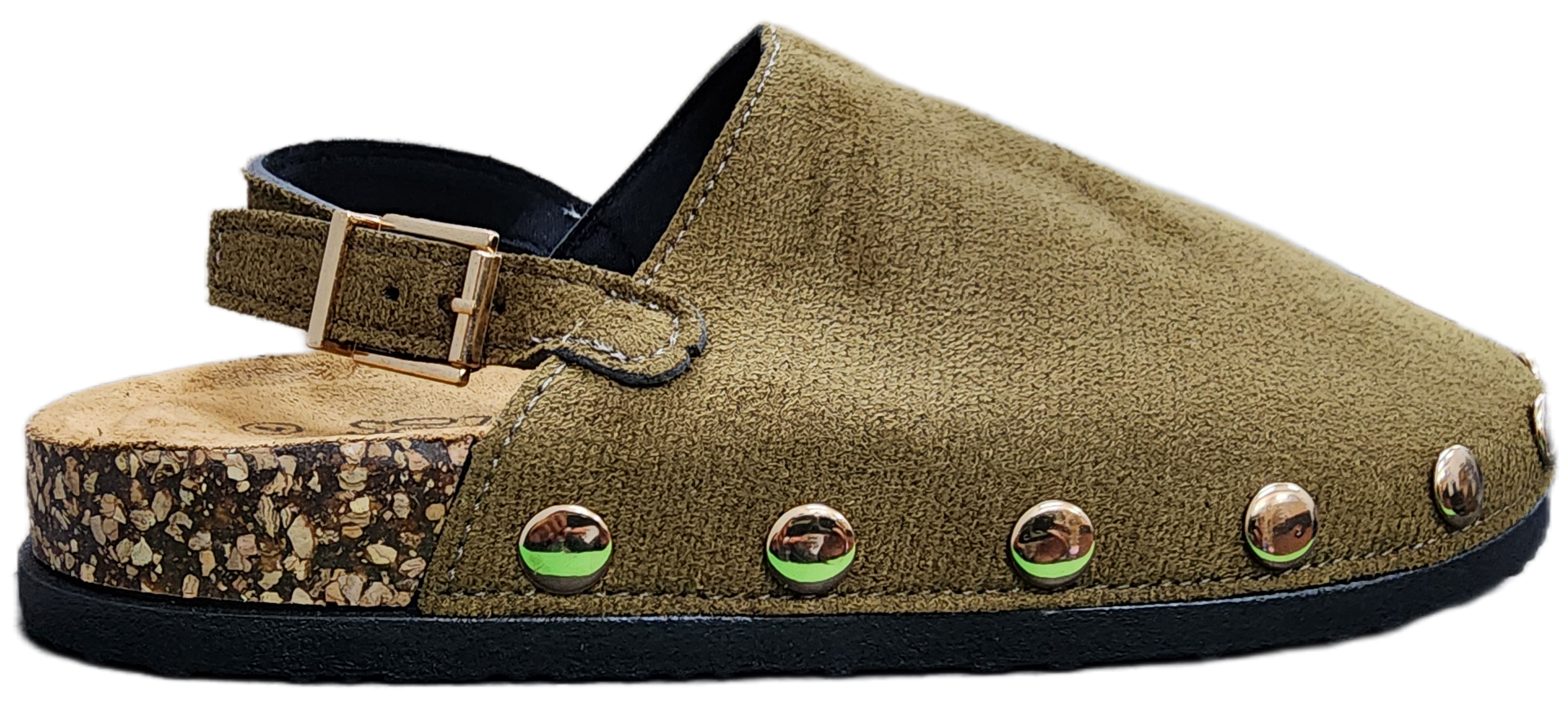 Ladies Sling Back Birkenstock Olive Studded F080-697